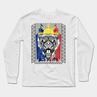 Philippine Flag Tribal line Art Tiger / Baybayin word Bagani Long Sleeve T-Shirt